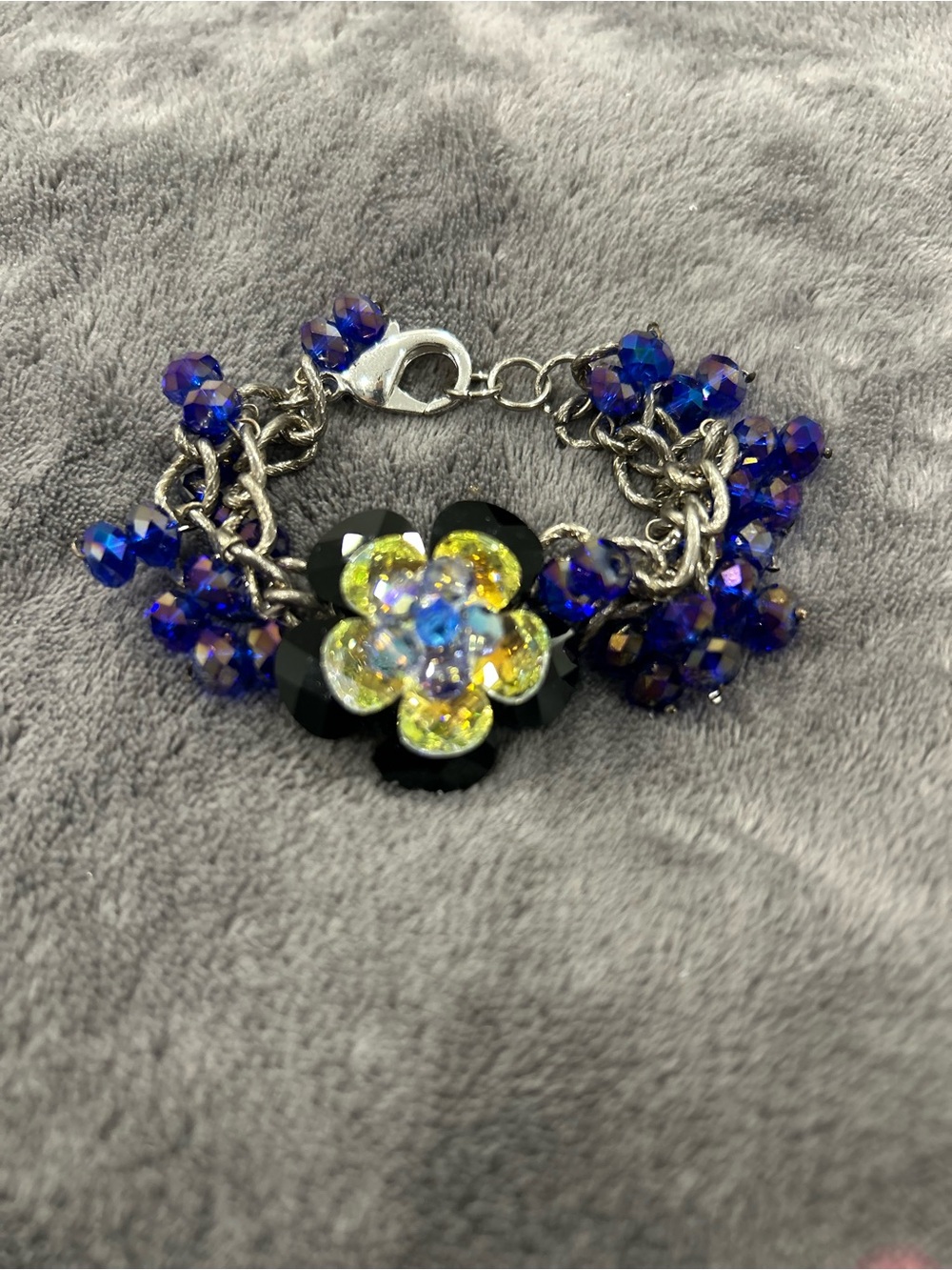 Swarovski Blue Crystal Flower Charm Bracelet